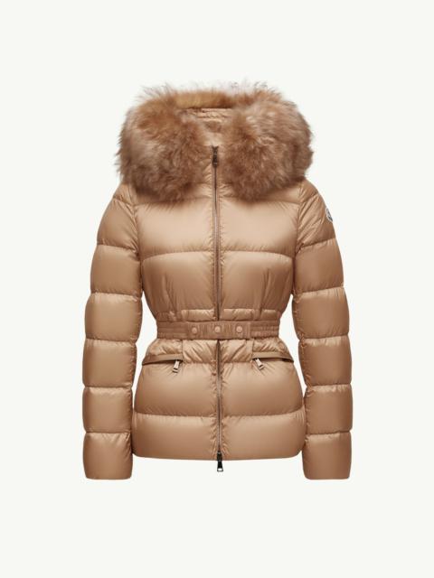Moncler Boed Hooded Shearling-Trimmed Short Down Jacket