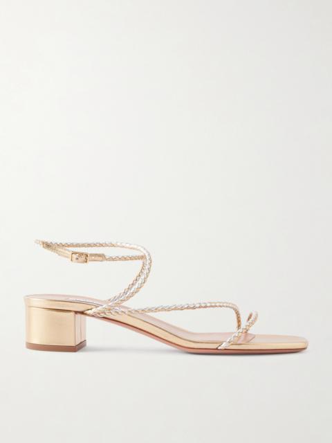 AQUAZZURA Luca Braided Metallic Leather Sandals