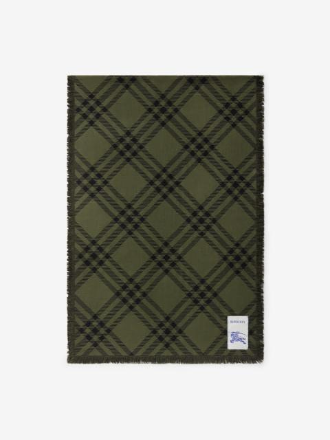 Burberry Wide Check Wool Silk Scarf