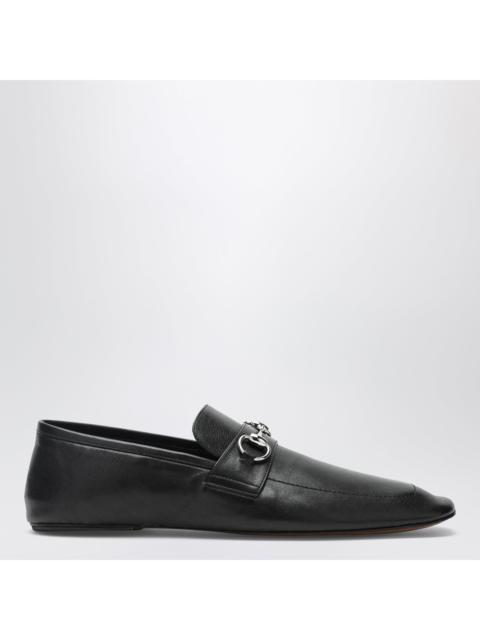 GUCCI Gucci Black Leather Horsebit Loafers With Silver Hardware Men