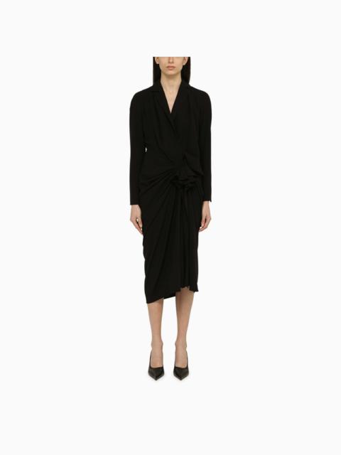 Dries Van Noten Dries Van Noten Black Wool-Blend Dress With Drape Women