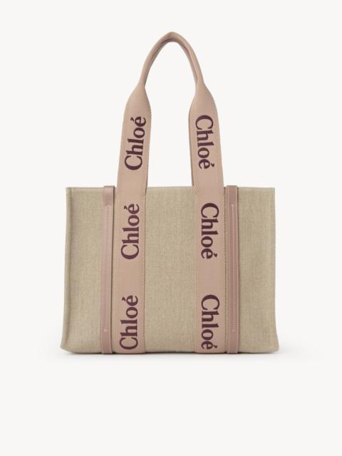 Chloé WOODY TOTE BAG IN LINEN
