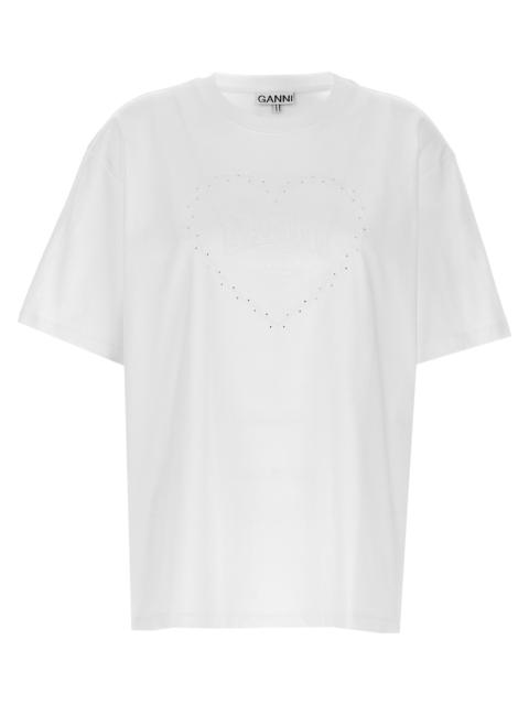 GANNI Ganni Women Rhinestone Logo Embroidery T-Shirt
