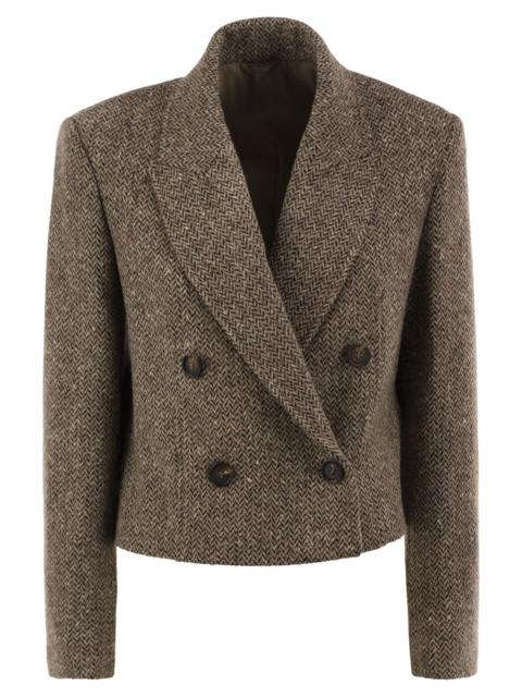 Brunello Cucinelli Brunello Cucinelli Women Double-Breasted Herringbone Blazer With Subtle Shimmer