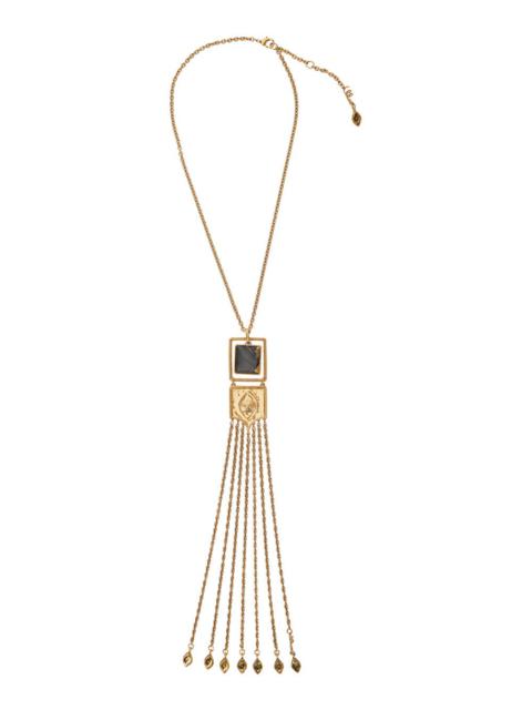 Chloé Women Metallic Necklace With Claw Clasp Rear Closure And Pendant With Logo Plaque In Brass Wom