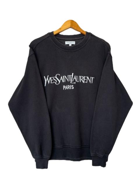 SAINT LAURENT YSL Yves Saint Laurent Spellout Embroidered Black Sweatshirt
