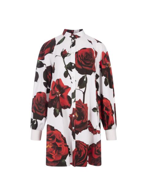 Short Shirt Dress With Tudor Rose Print