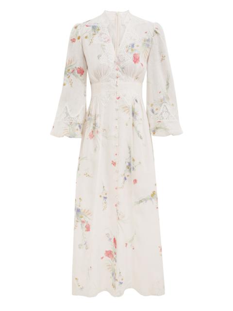 Zimmermann LUCKY LACE PLUNGE MIDI DRESS