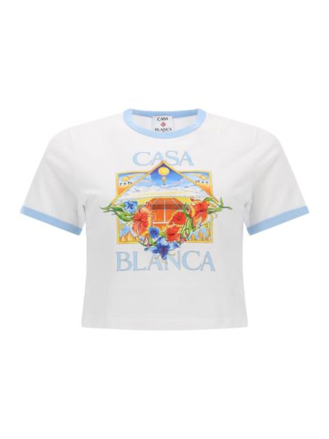 CASABLANCA COTTON TENNIS LANDSCAPE RINGER T-SHIRT