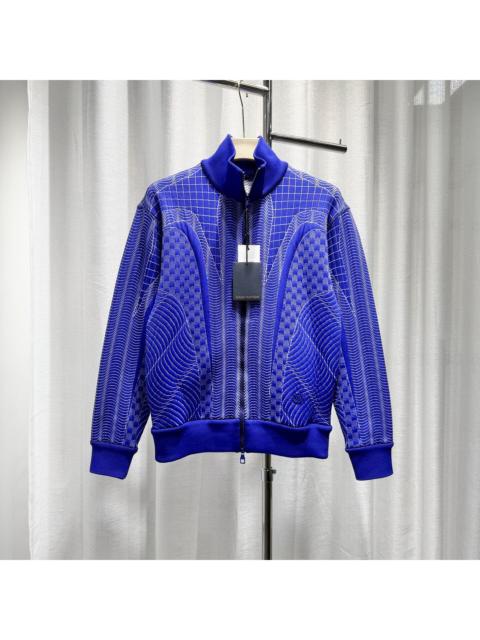 Louis Vuitton Louis Vuitton Striped Embroidered Checkerboard Stand Collar Cotton Blue Jacket