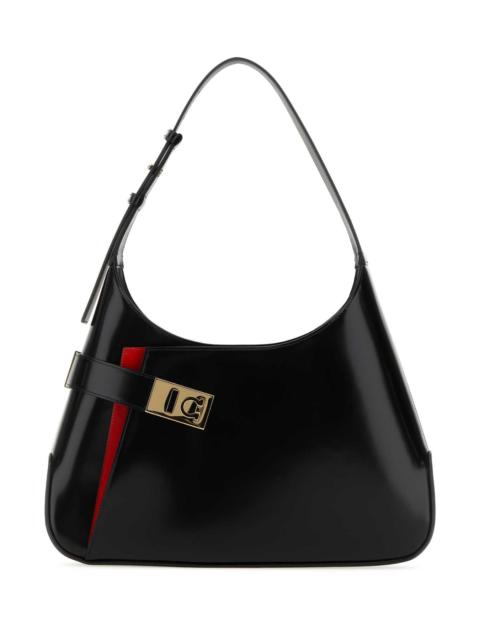 FERRAGAMO Salvatore Ferragamo Women Black Leather Large Arch Shoulder Bag