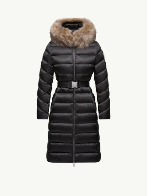 Moncler Leersie Hooded Shearling-Trimmed Long Down Jacket