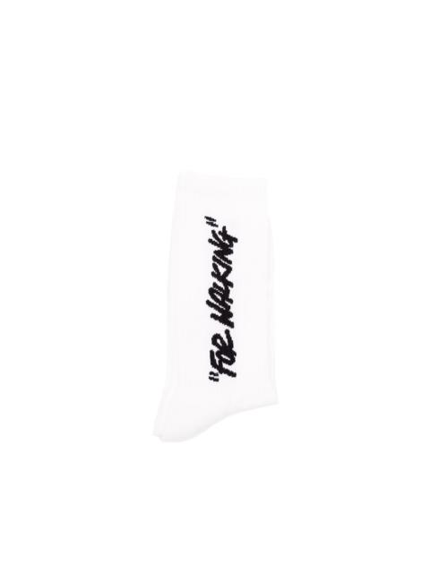 Off-White Mid Calf Socks `Quote`