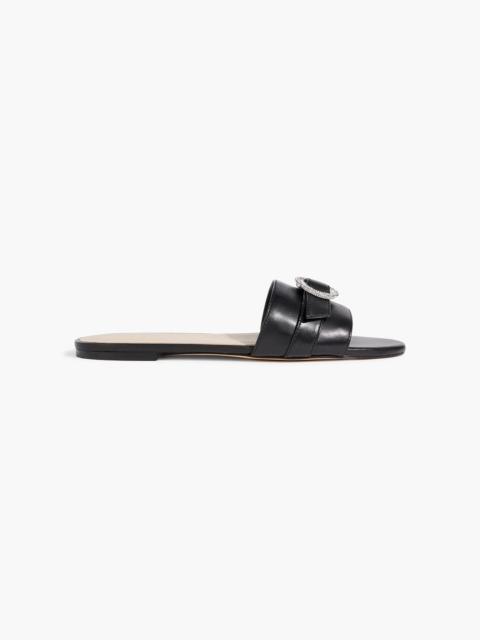 Stuart Weitzman Crystal-embellished leather slides