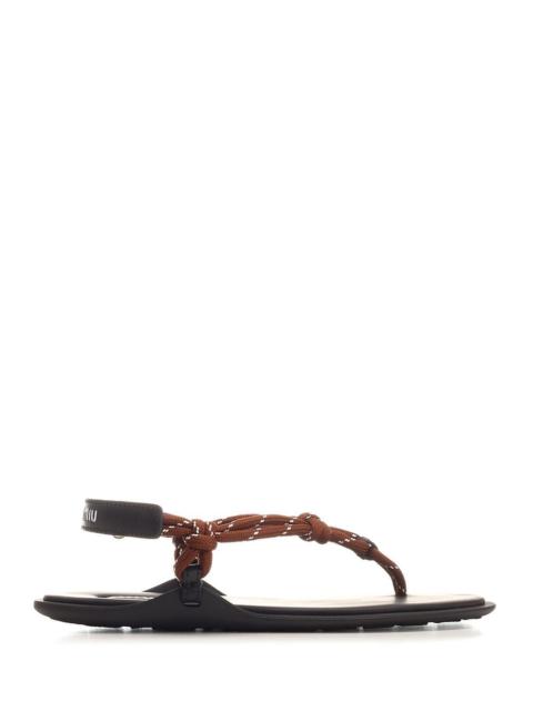 Miu Miu Miu Miu Women "Riviere" Flat Sandal In Rope And Leather