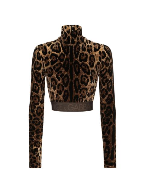 Dolce & Gabbana leopard-print high-neck blouse