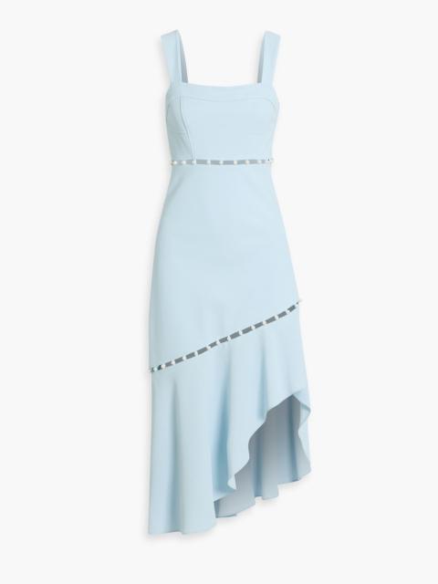 SIMKHAI Houston asymmetric cutout embellished crepe midi dress