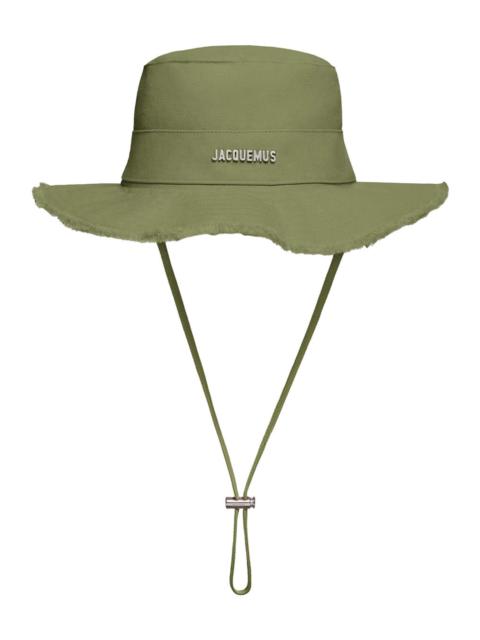 JACQUEMUS Jacquemus Men 'Le Bob Artichaut' Green Bucket Hat With Logo Patch On The Front In Cotton Woman