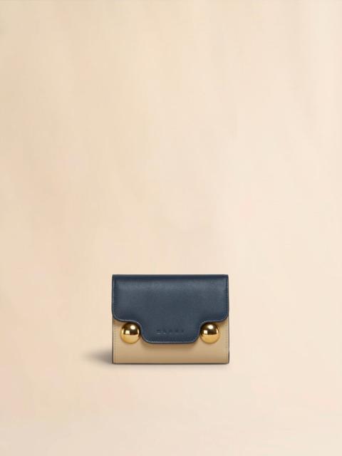 Marni BLUE AND BEIGE LEATHER TRUNKAROO TRIFOLD WALLET