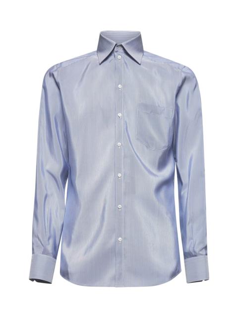 Dolce & Gabbana Light blue striped silk poplin Martini shirt