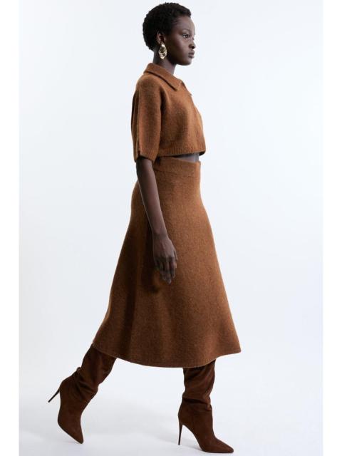 KAREN MILLEN Petite Alpaca Wool Fluffy Full Knit Skirt