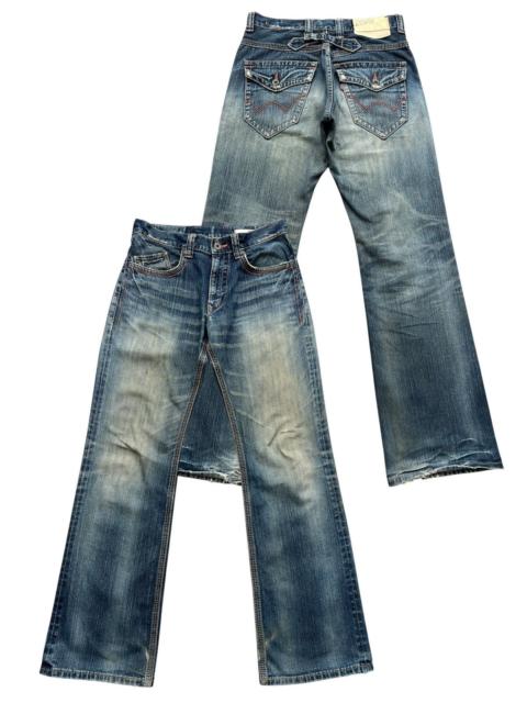Other Designers Vintage Edwin XV-S Buckle Distressed Flare Denim Jeans 33x33