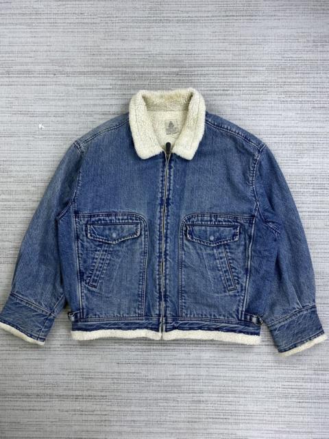 Other Designers Japanese Brand × Vintage - Vtg 90s Blue Way Company Lined Sherpa Bomber Denim Jacket