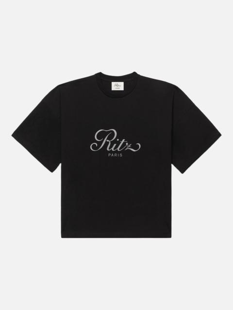 FRAME Ritz Men's Cropped Relaxed T Shirt in Black