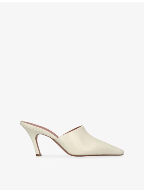 Amina Muaddi Jamie Mule 80 Leather Heels