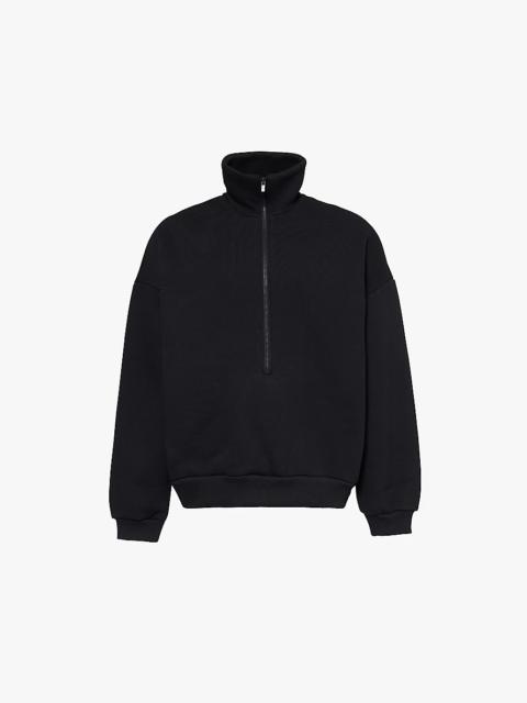 Half-zip mock-neck cotton-blend jersey sweatshirt