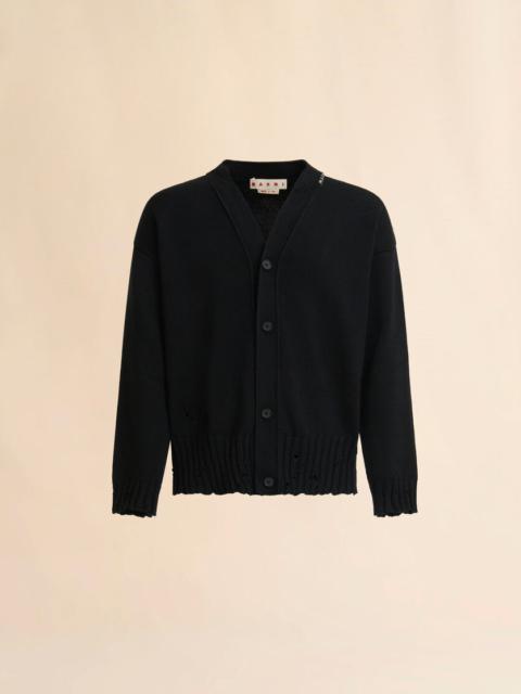 Marni BLACK COTTON CARDIGAN WITH MARNI SYMBOL
