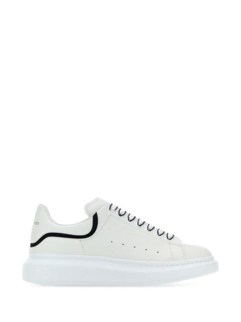 Alexander Mcqueen Man White Leather Sneakers With White Leather Heel