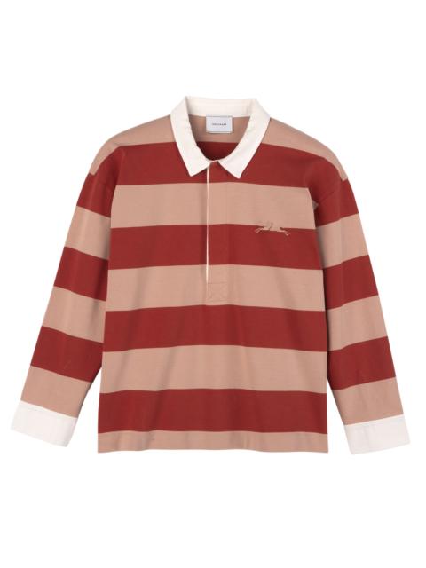 Longchamp Polo shirt Cream/Coral - Striped jersey