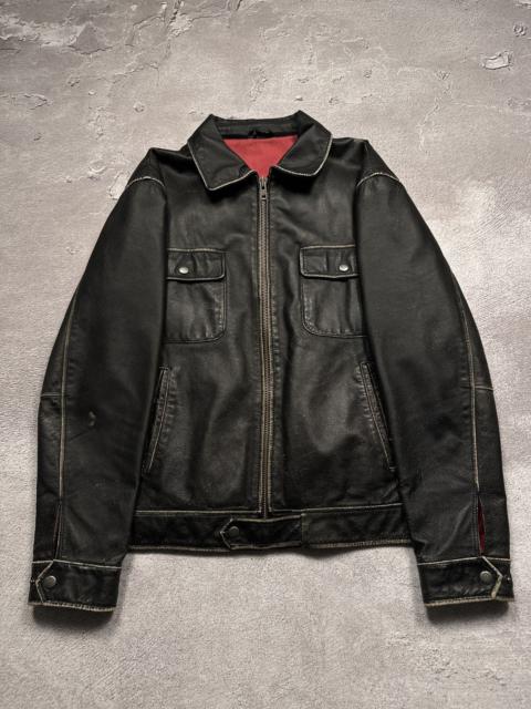 Other Designers Japanese Brand - Vintage LGB ERD Style Distressed Leather Zip Jacket