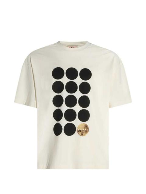 Marni Marni Men White Cotton T-Shirt With Planet Print