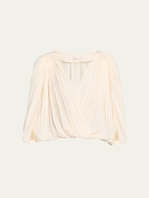 A.L.C. Vivian Draped Cape-Sleeve Top