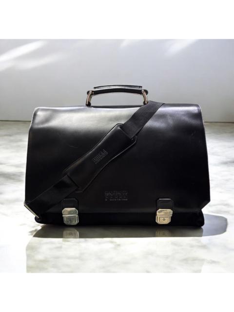 Other Designers GIANFRANCO FERRE LEATHER TRIM BRIEFCASE MESSENGER BAG