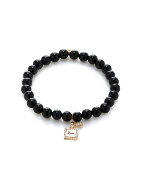 SYDNEY EVAN Perfume Bottle 14K Yellow Gold Onyx Bracelet black