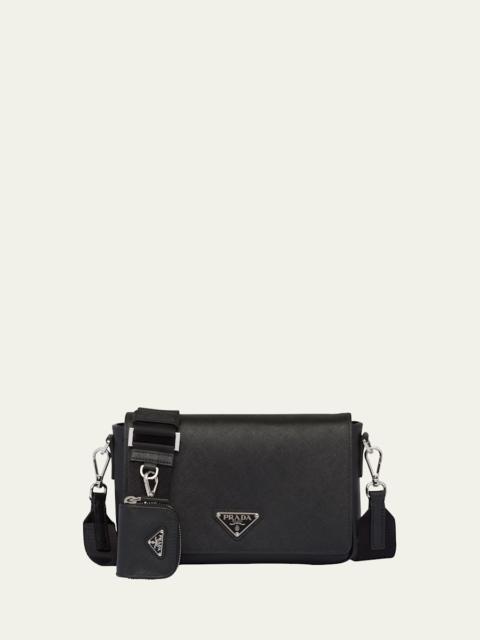Prada Men's Saffiano Leather Messenger Bag with Pouch