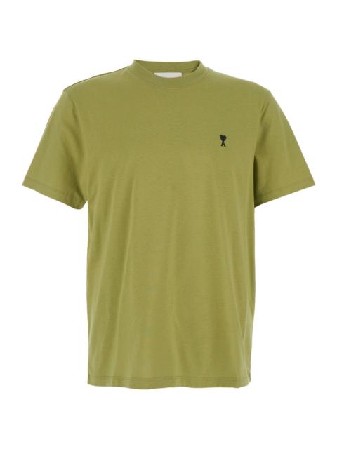 AMI Paris Ami Paris Men Green T-Shirt With Logo On Front In Cotton Man