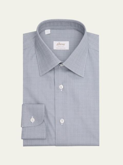 Brioni Men's Ventiquattro Cotton Micro-Plaid Dress Shirt