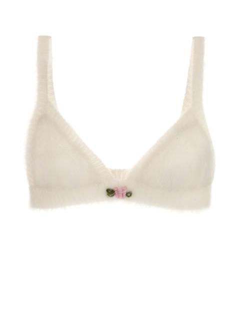Alessandra Rich White mohair blend bra
