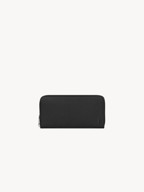 SAINT LAURENT CASSANDRE SHADOW SAINT LAURENT ZIP-AROUND WALLET IN GRAINED LEATHER