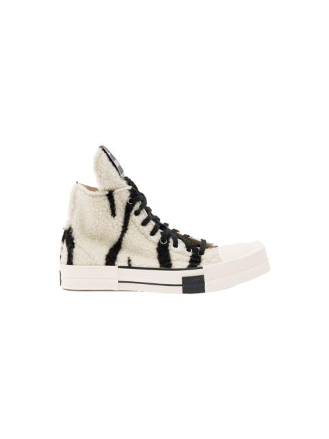 Rick Owens Black And White Shearling Sneakers In Cotton Woman