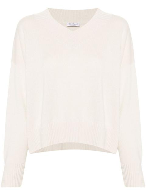 Brunello Cucinelli Long Sleeve V-Neck Sweater