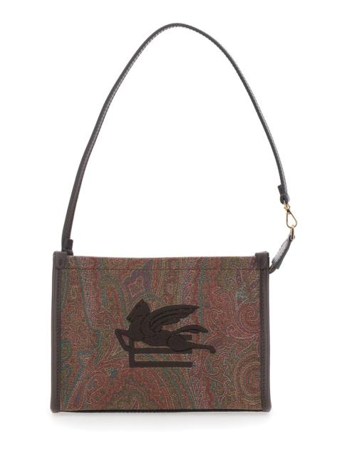 Etro Etro Women 'Arnica' Brown Clutch With Embroidered Logo On The Front And All-Over Motif In Cotton Ble