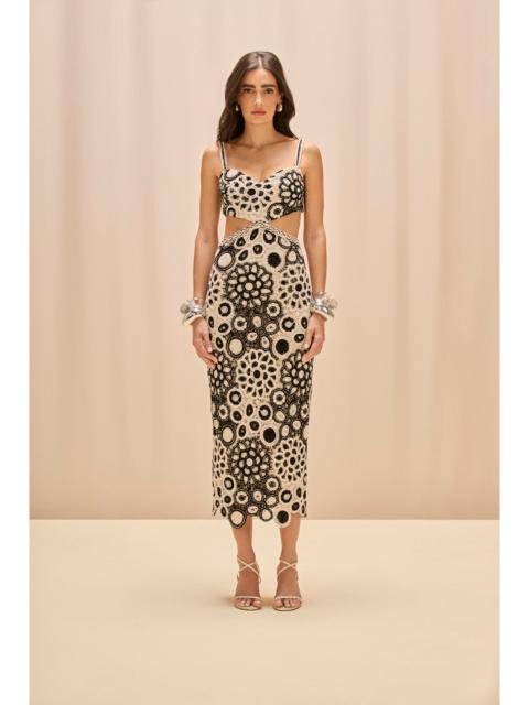 PatBO CORAL CROCHET CUTOUT MIDI DRESS