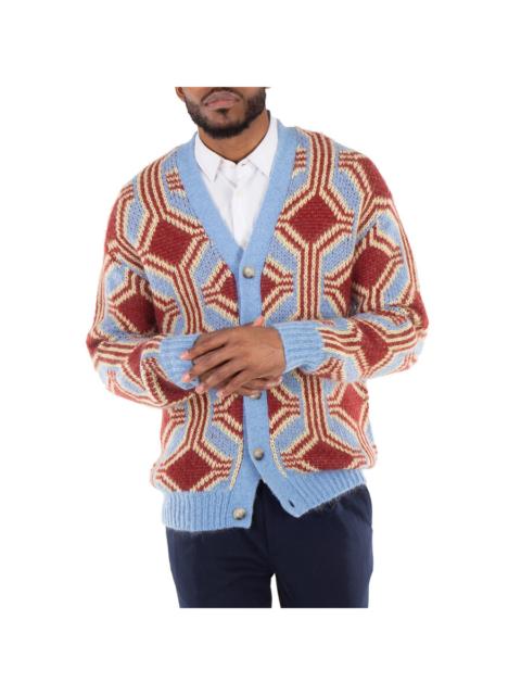 Drôle de Monsieur Drole De Monsieur Men's Dark Red Mohair Geometrique Le Cardigan