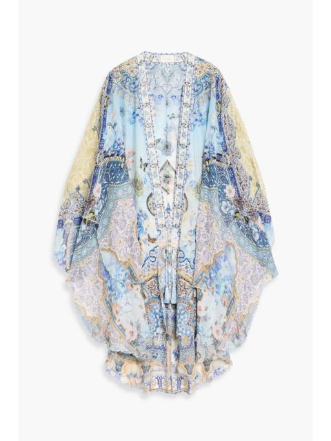 CAMILLA Crystal-embellished printed silk-chiffon jacket
