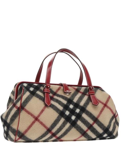 Burberry Burberry Nova Check Hand Bag Wool Leather Beige Red